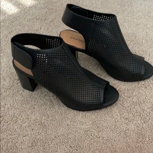 Black peep toe ankle boots